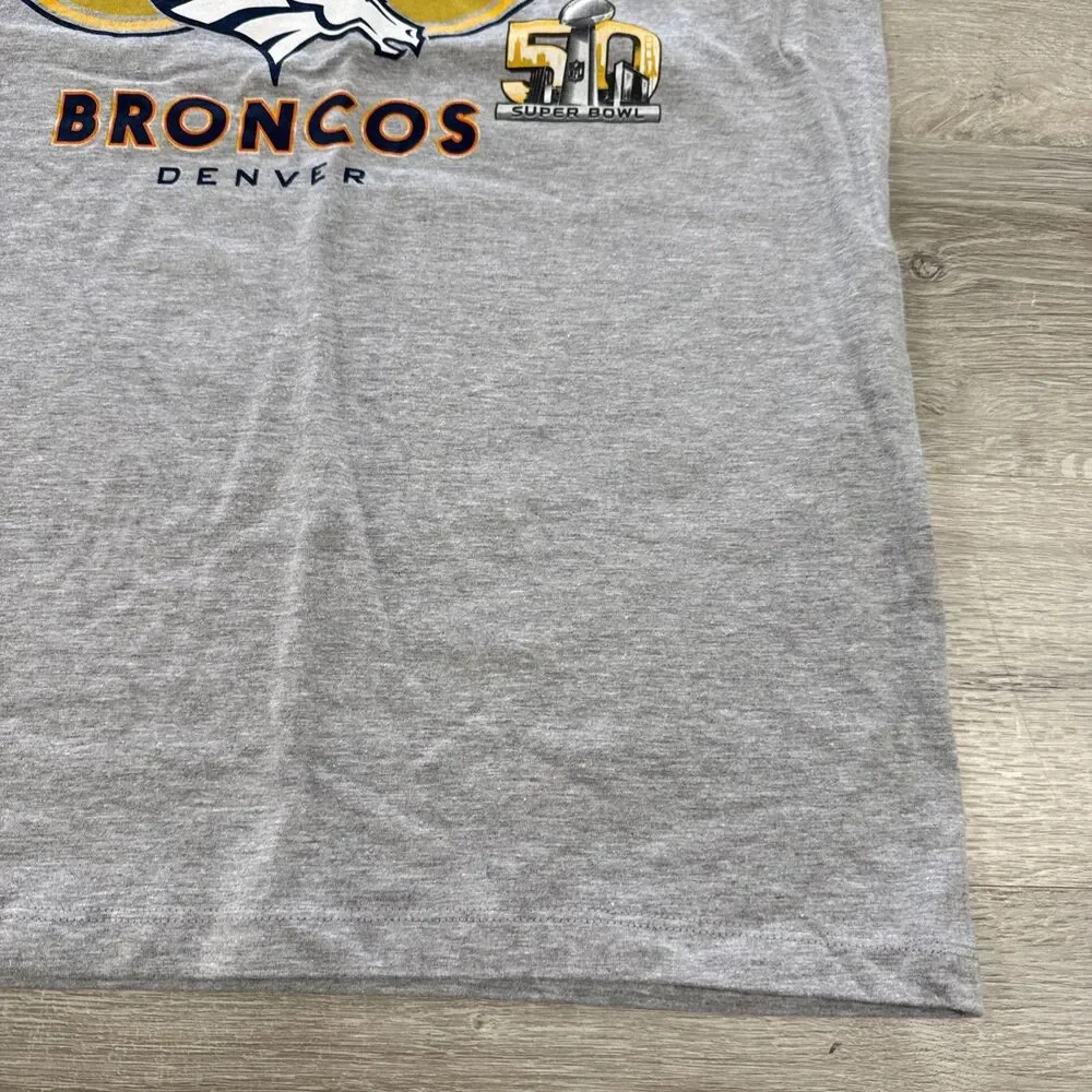 Denver Broncos Shirt Super Bowl 50 Champions NFL Men's Gray Tee Medium